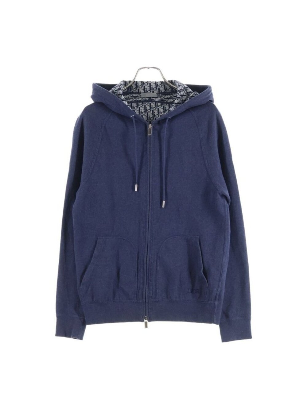 Dior Oblique Zip Up Hooded Hoodie Navy